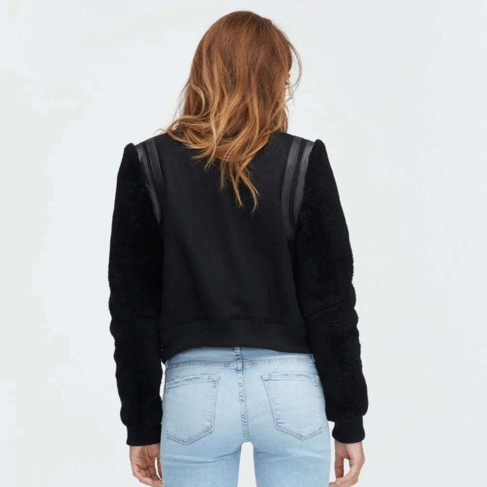 Ugg Black Wool Sheepskin Bomber Jacket